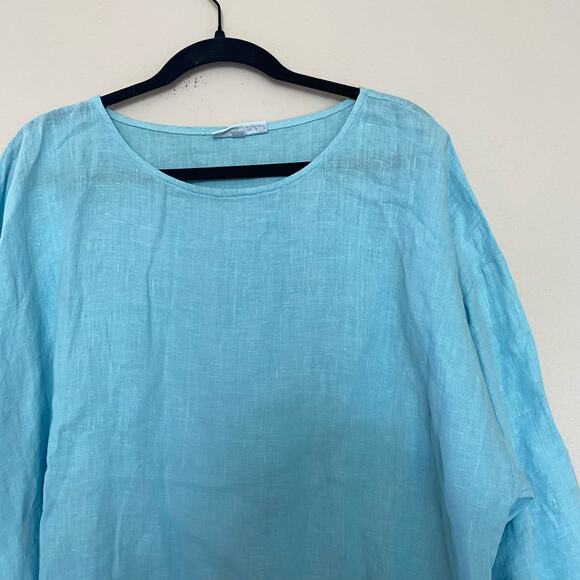Bryn Walker Blue Artist Light Linen Round Neck Long Sleeve Shirt size XL - Picture 11 of 11